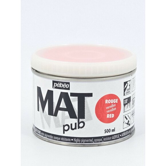 Pebeo Mat Pub Vermillon Red 257005 Acrylic Paint 16.9 oz 500ml New - Picture 6 of 8